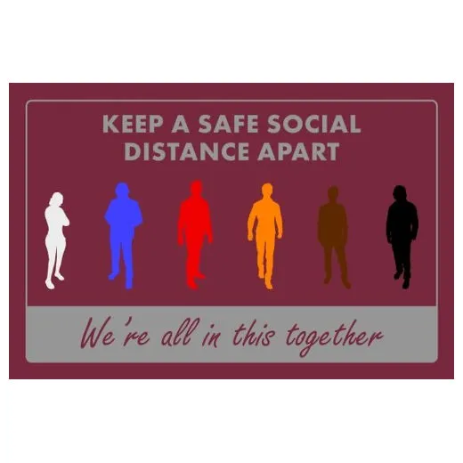 Accuform PMM122RD 3-ft x 5-ft NoTrax Message Mat: Keep a Safe Social Distance Apart We're All in This Together Red