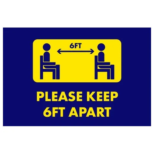 Accuform PMM123BU 3-ft x 5-ft NoTrax Message Mat: Please Keep 6-ft Apart Blue
