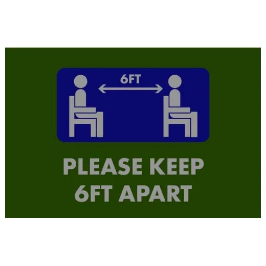 Accuform PMM123GN 3-ft x 5-ft NoTrax Message Mat: Please Keep 6-ft Apart Green