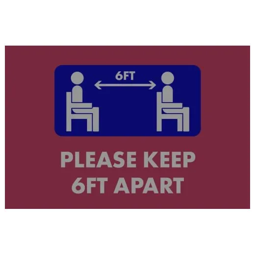 Accuform PMM123RD 3-ft x 5-ft NoTrax Message Mat: Please Keep 6-ft Apart Red