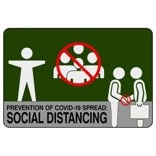 Accuform PMM125GN 3-ft x 5-ft NoTrax Message Mat: Prevention of COVID-19 Spread: Social Distancing Green