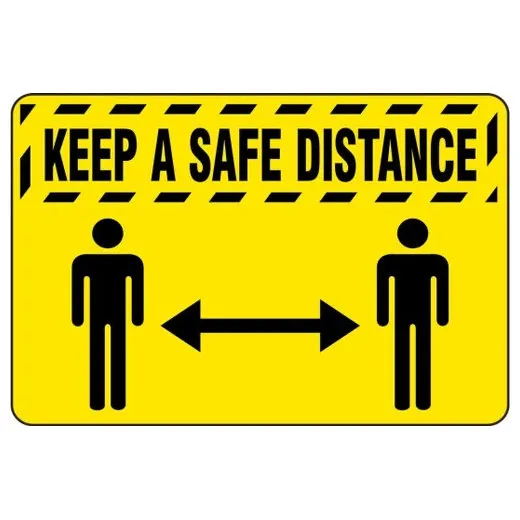 Accuform PMM126YL 3-ft x 5-ft NoTrax Message Mat: Keep a Safe Distance Yellow