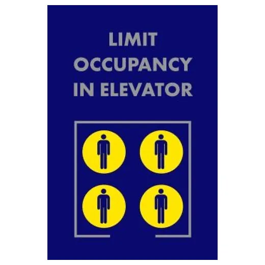 Accuform PMM139BU 5-ft x 3-ft NoTrax Message Mat: Limited Occupancy in Elevator Blue
