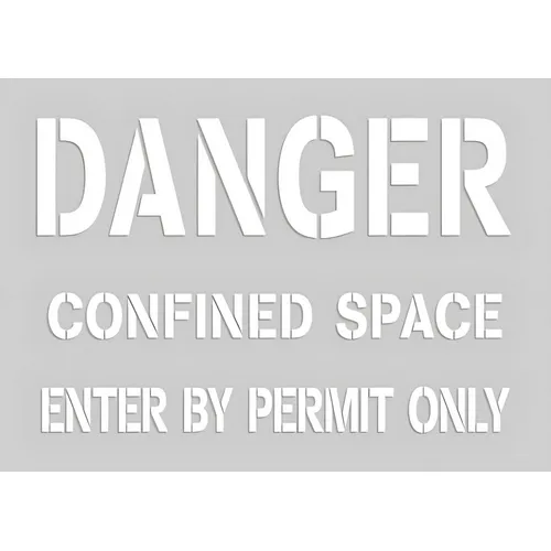 Accuform PMS249 20"" x 14"" Floor Marking Stencil ""Danger Confined Space Enter by Permit Only"", White Plastic