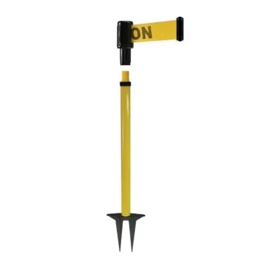 Accuform PRB401YL Barrier Post Stake Rectractable Belt, Barrier Post Stakes Yellow