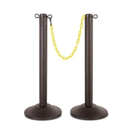 Accuform PRC444BKYL Chain Storage Stanchion Post - Filled Base Black Post - Yellow Chain