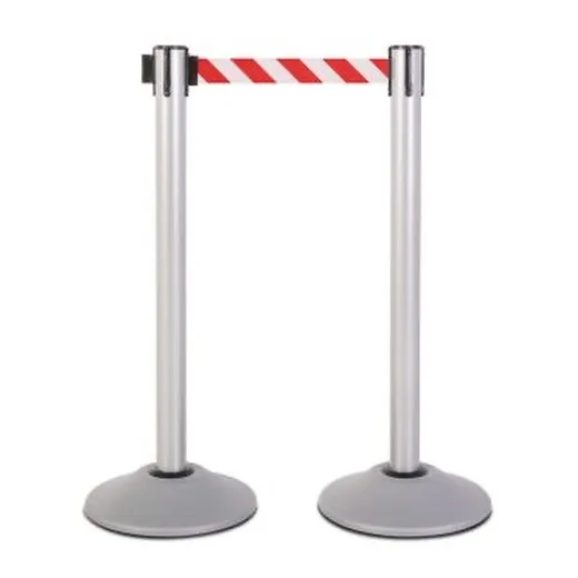 Accuform PRT120 Steel Stanchion Post Silver Red/White Chevron