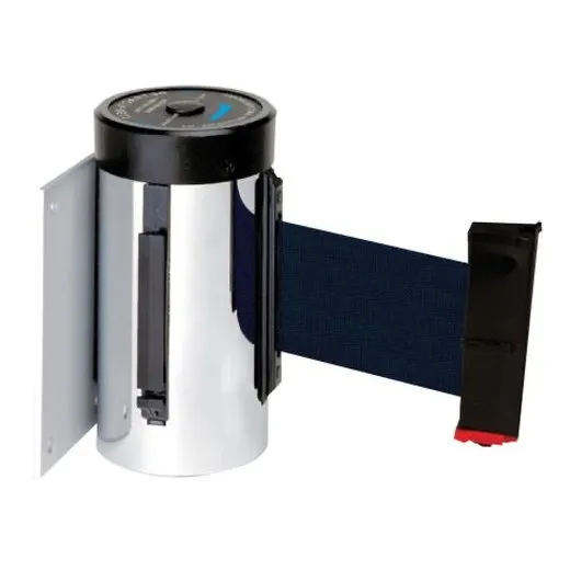 Accuform PRT404DB Wall Mount Retractable Belt Tape Barrier Dark Blue Chrome