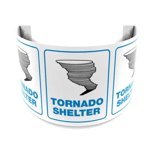 Accuform PSJ134 180D Projection Sign: Tornado Shelter