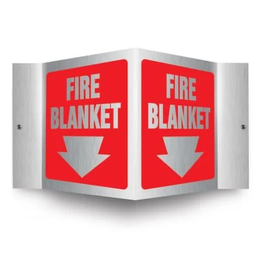 Accuform PSM306 6"" x 5"" Panel Brushed Aluminum 3D Projection Sign: Fire Blanket
