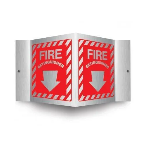 Accuform PSM307 6"" x 5"" Panel Brushed Aluminum 3D Projection Sign: Fire Extinguisher