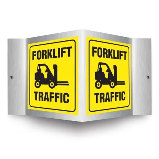 Accuform PSM313 6"" x 5"" Panel Brushed Aluminum 3D Projection Sign: Forklift Traffic