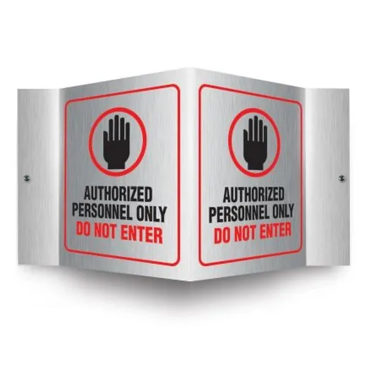Accuform PSM323 6"" x 5"" Panel Brushed Aluminum 3D Projection Sign: Authorized Personnel Only Do Not Enter