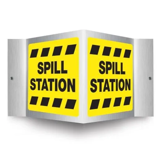 Accuform PSM325 6"" x 5"" Panel Brushed Aluminum 3D Projection Sign: Spill Station