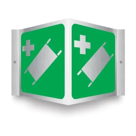 Accuform PSM414 6"" x 5"" Panel Brushed Aluminum 3D Projection Sign: Emergency Stretcher