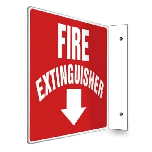 Accuform PSP219 90D 8"" x 12"" Panel Projection Sign: Fire Extinguisher Arrow