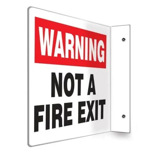 Accuform PSP222 90D 8"" x 12"" Panel Projection Safety Sign: Warning - Not A Fire Exit