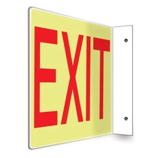 Accuform PSP224 8"" x 12"" Panel Lumi-Glow Plastic Glow-In-The-Dark Projection Sign: Exit 90D