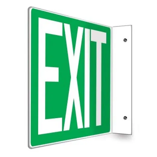 Accuform PSP225 8"" x 12"" Panel Projection Sign: Exit (Green) 90D