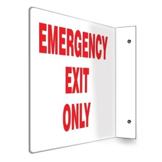 Accuform PSP226 90D 8"" x 12"" Panel Projection Safety Sign: Emergency Exit Only