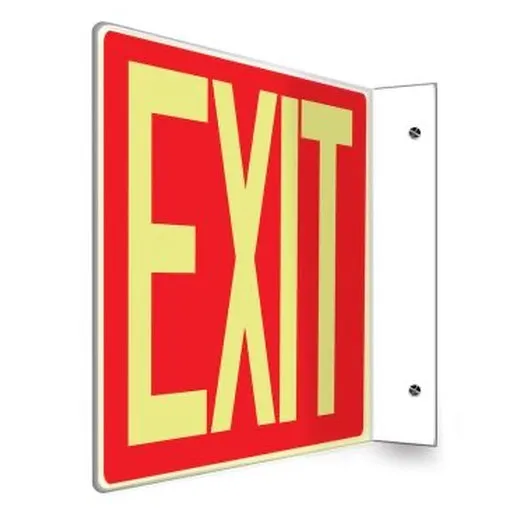 Accuform PSP227 8"" x 12"" Panel Lumi-Glow Plastic Projection Sign: Exit 90D