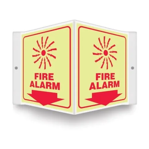 Accuform PSP340 3D 6"" x 5"" Panel Glow-In-The-Dark Safety Sign: Fire Alarm (Graphic and Down Arrow)