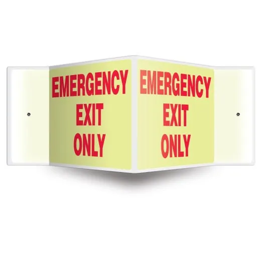 Accuform PSP341 3D 8"" x 12"" Panel Glow-In-The-Dark Projection Safety Sign: Emergency Exit Only