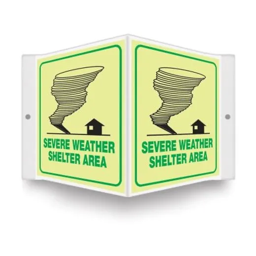 Accuform PSP352 3D 6"" x 5"" Panel Glow-In-The-Dark Projection Safety Sign: Severe Weather Shelter Area Graphic