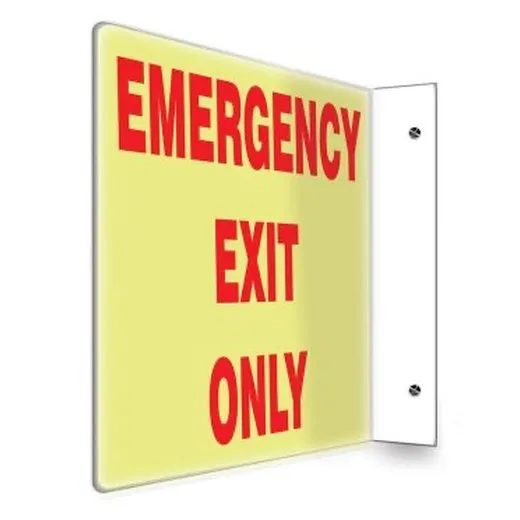 Accuform PSP435 90D 8"" x 12"" Panel Glow-In-The-Dark Projection Safety Sign: Emergency Exit Only