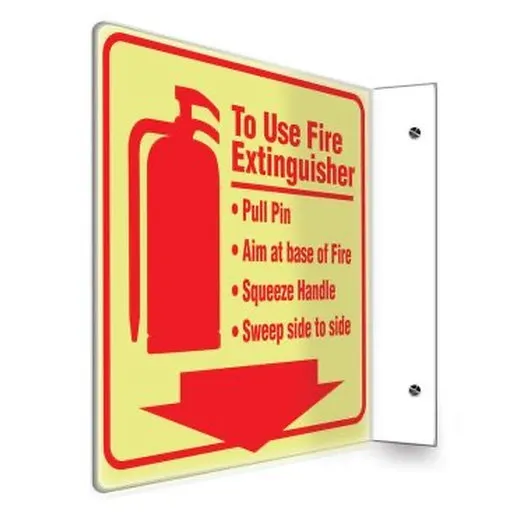 Accuform PSP460 90D 8"" x 8"" Panel Glow-In-The-Dark Projection Sign: To Use Fire Extinguisher