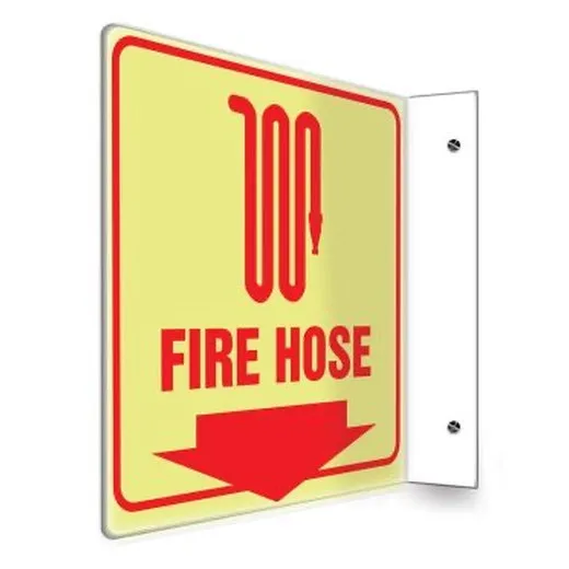 Accuform PSP461 90D 8"" x 8"" Panel Glow-In-The-Dark Projection Sign: Fire Hose Symbol