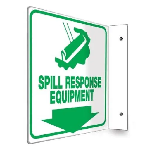 Accuform PSP498 90D 8"" x 12"" Panel Projection Sign: Spill Response Equipment Down Arrow