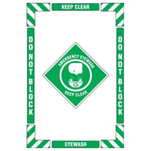 Accuform PSR104 36"" x 24"" Floor Marking Kit: Emergency Eyewash Keep Clear Do Not Block