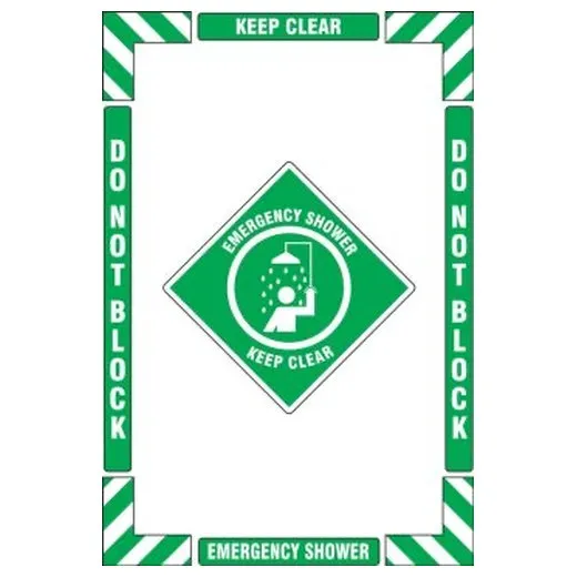 Accuform PSR105 36"" x 24"" Floor Marking Kit: Emergency Shower Keep Clear Do Not Block