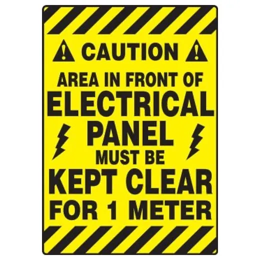 Accuform PSR647 36"" x 24"" Slip-Gard ANSI Caution Border Floor Sign: Area in Front of Electrical Panel Must Be Kept Clear for 1 Meter