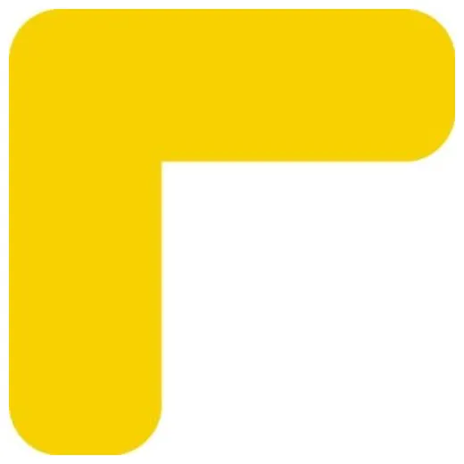 Accuform PTE208YL 6"" x 2"" Durable Marking Shape: Corner Yellow Rounded