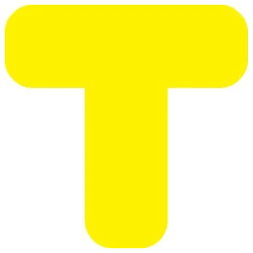 Accuform PTE214YL 8"" x 6"" x 2"" Durable Marking Shape: T-Corner Rounded Yellow Rounded