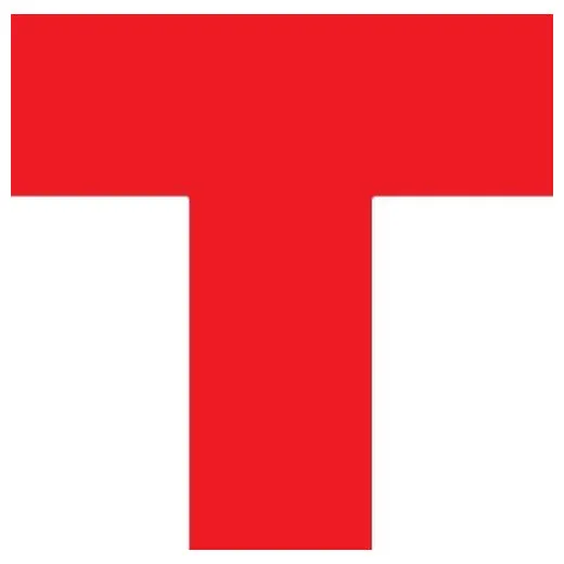 Accuform PTE230RD 8"" x 6"" x 2"" Durable Marking Shape: T-Corner Rounded Red