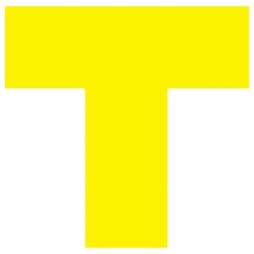 Accuform PTE230YL 8"" x 6"" x 2"" Durable Marking Shape: T-Corner Rounded Yellow