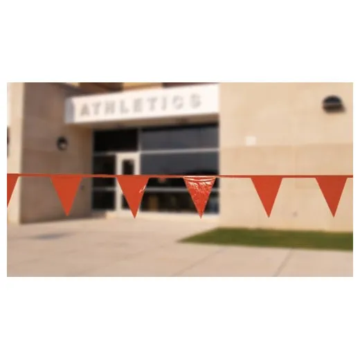 Accuform PTF360 8"" x 6"" x 2"" Pennant Rope Flag Tape: Standard Style Red