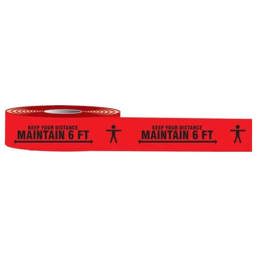 Accuform PTM460 2"" x 54-ft Floor Tape: Keep Your Distance Maintain 6-ft