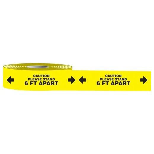 Accuform PTM472 2"" x 54-ft Floor Sign: Caution Please Stand 6-ft Apart