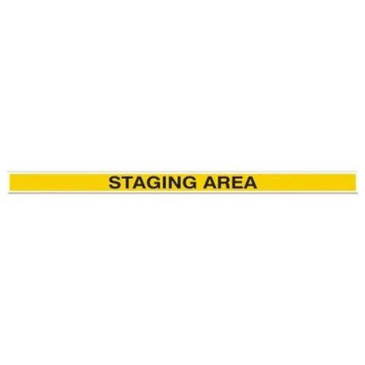Accuform PTP222 3"" x 48"" Tough-Mark Heavy-Duty Printed Message Strip Staging Area