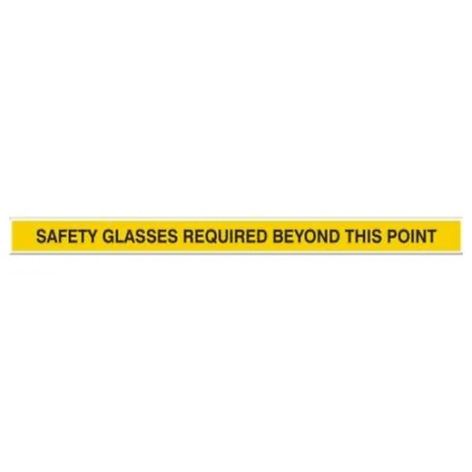 Accuform PTP232 4"" x 48"" Tough-Mark Heavy-Duty Printed Message Strip Safety Glasses Required Beyond This Point