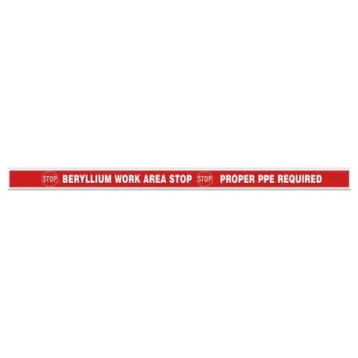 Accuform PTP303 3"" x 48"" Tough-Mark Heavy-Duty Floor Marking Strip: Stop - Beryllium Work Area Stop