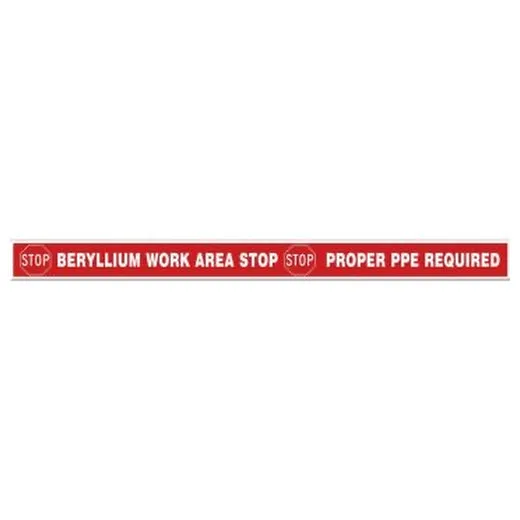 Accuform PTP304 4"" x 48"" Tough-Mark Heavy-Duty Floor Marking Strip: Stop - Beryllium Work Area Stop
