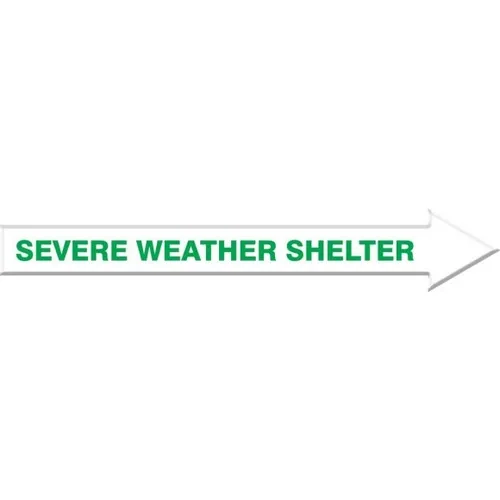 Accuform PTP400 2"" x 12"" Tough-Mark Heavy-Duty Printed Message Strip: Severe Weather Shelter