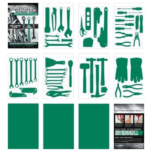 Accuform PVR100GN Shadow Shape Tool Shadow Label Booklet Green