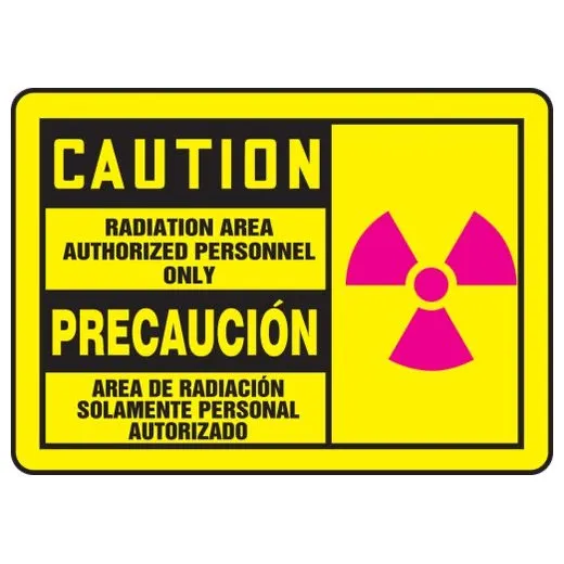 Accuform SBMRAD632MVP 7"" x 10"" Bilingual OSHA Caution safety Sign: Radiation Area - Authorized Personnel Only, Plastic