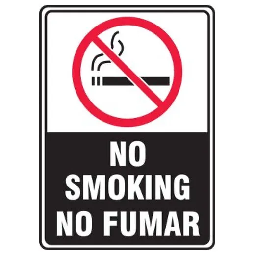 Accuform SBMSMK508XT 7"" x 5"" Spanish Bilingual Smoking Control Sign: No Smoking - No Fumar (Black/White), Dura-Plastic